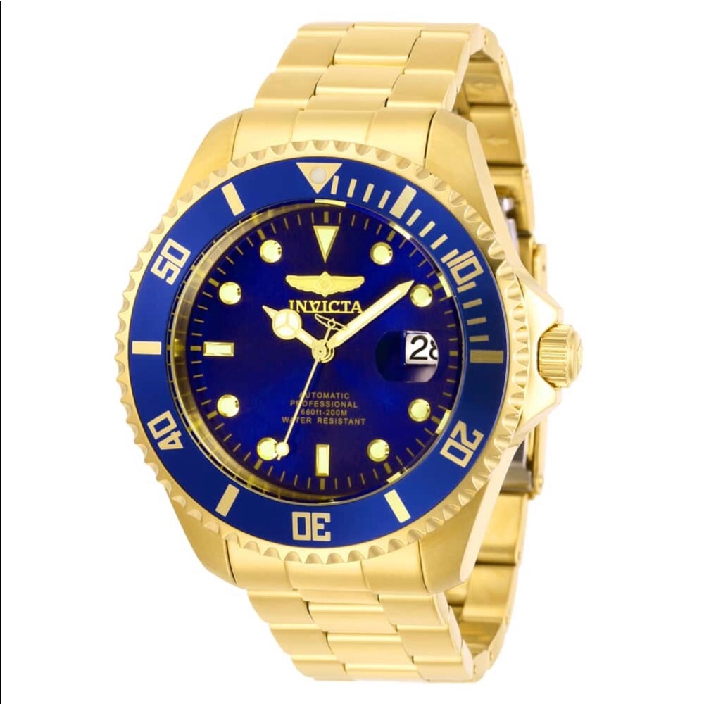 INVICTA PRO DIVER MENS AUTOMATIC GOLD - BLUE DIAL